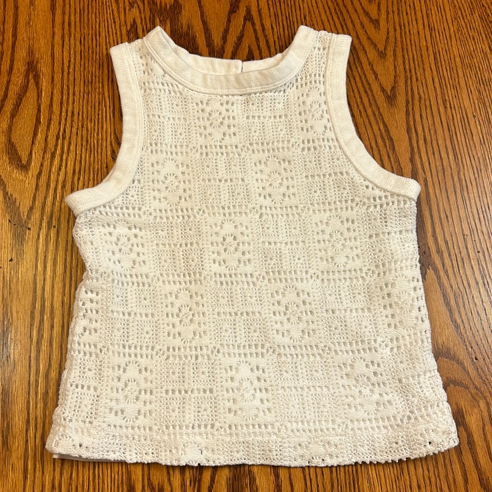 LOFT White Lace Cotton Tank Top Sweater Size XS Petite
